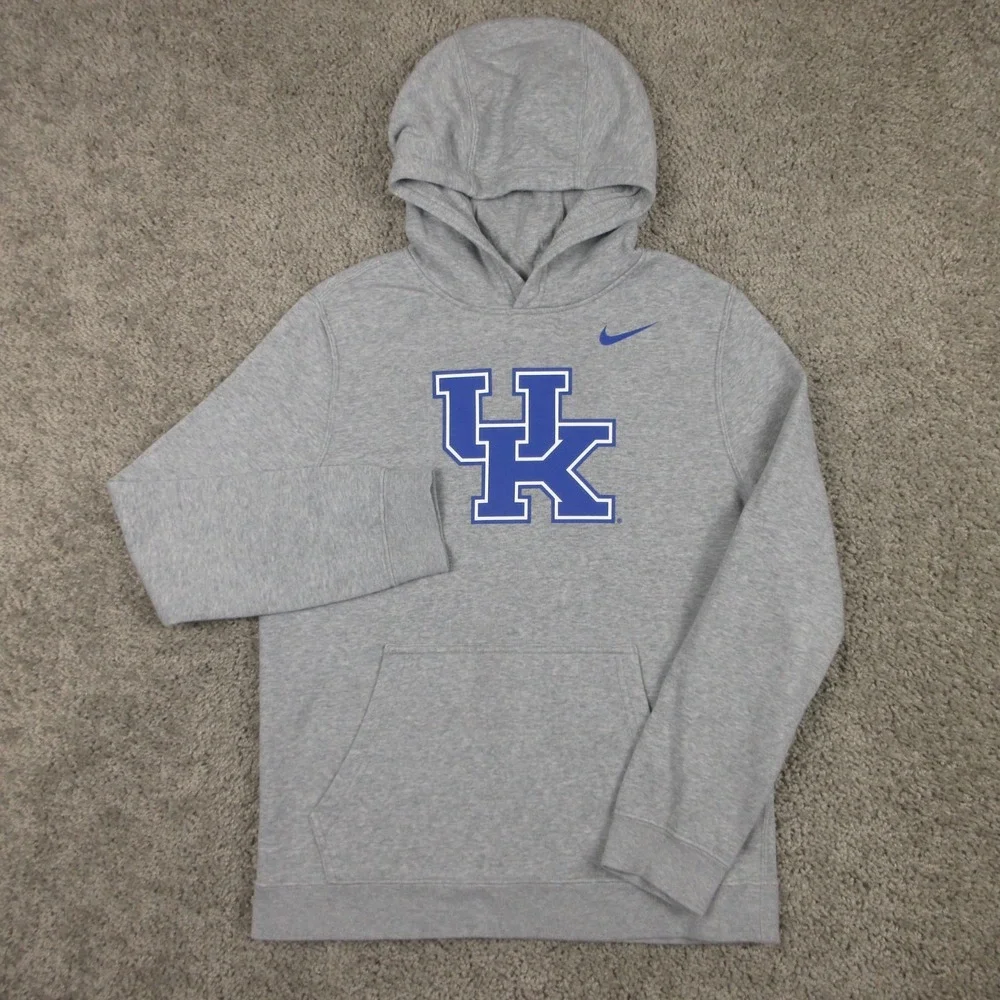 Kentucky Wildcats Sweater Boys Large Gray Hoodie Sweatshirt Nike Fleece NCAA